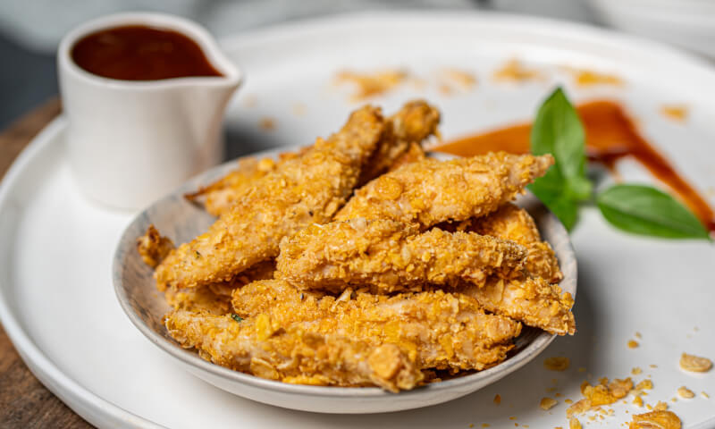 Crispy Chicken Tenders Snack with Chipotle BBQ Sauce 150g