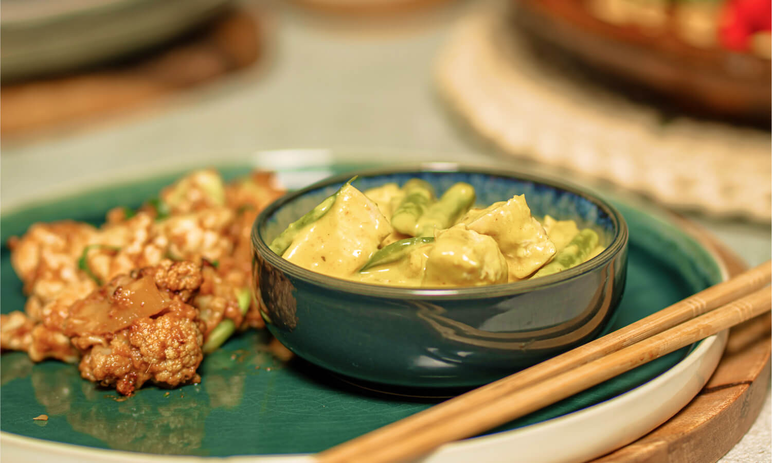Saucy Green Thai Chicken | Peanut Roasted Cauliflower