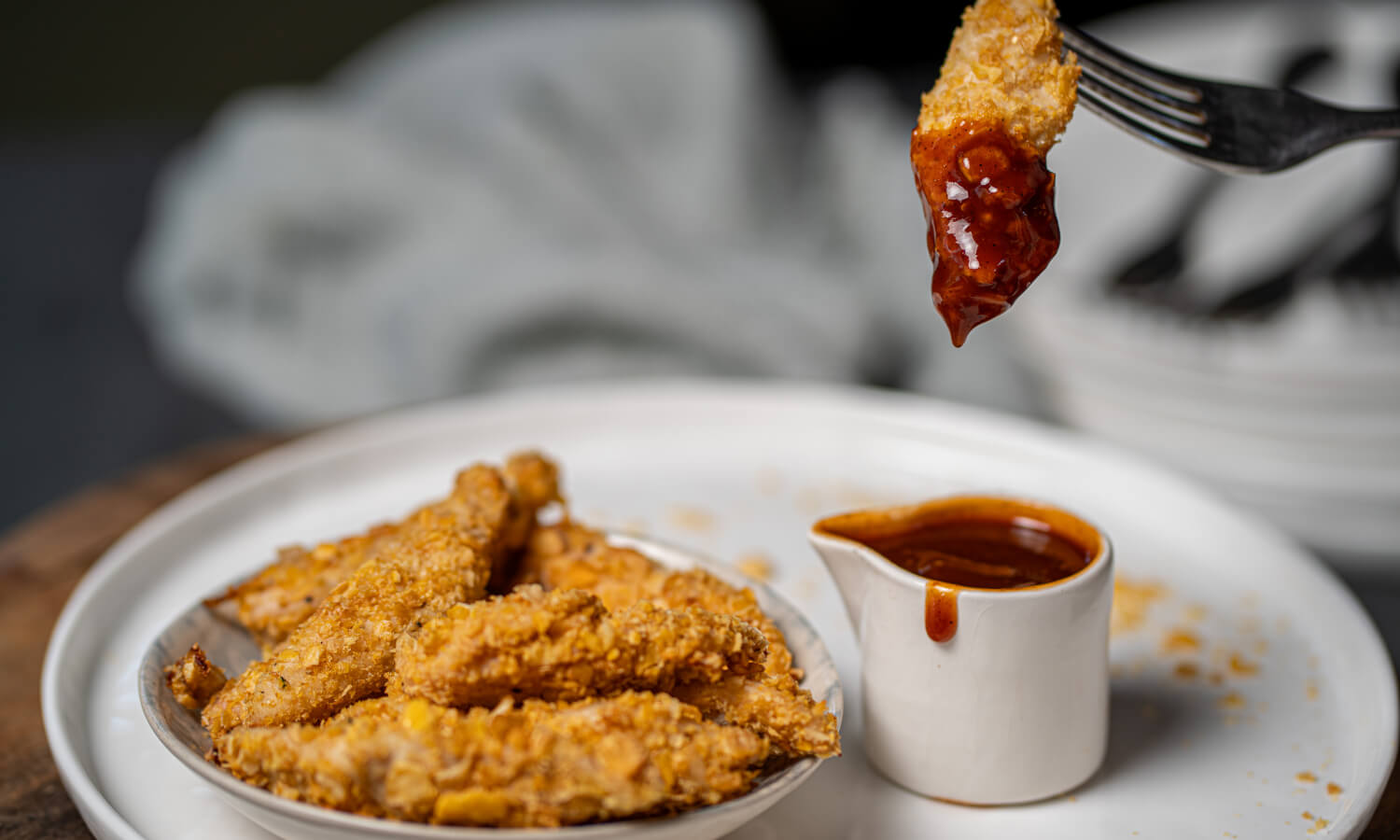 Crispy Chicken Tenders Snack with Chipotle BBQ Sauce 150g